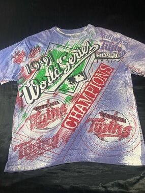 Vintage Minnesota Twins Shirt Mens XLarge World Series 1991 AOP Single Stitch